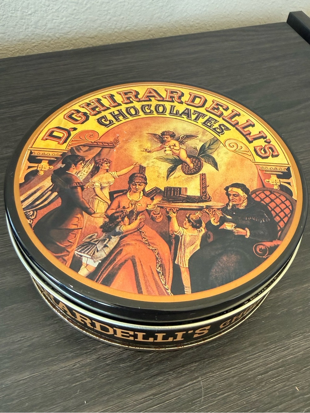 Vintage Ghirardelli's Chocolate Tin Canister with lid